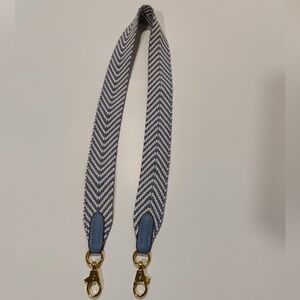 Blue Chevron With Leather And Gold Replacement Bag Strap Crossbody And Shoulder